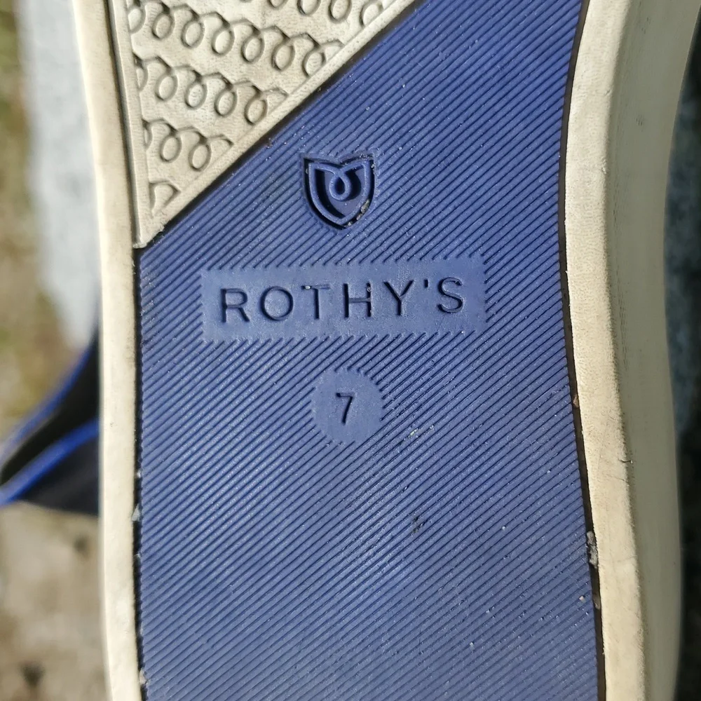 Rothy's Black and Blue Sneakers with Modern Camo Design Size 7